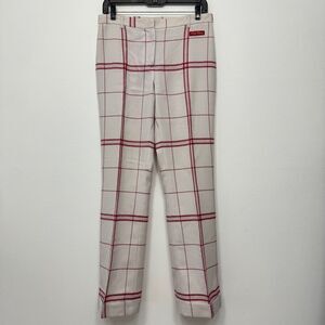 Vintage Moschino Iconic Dish Cloth Red Plaid Pants Size USA 8
